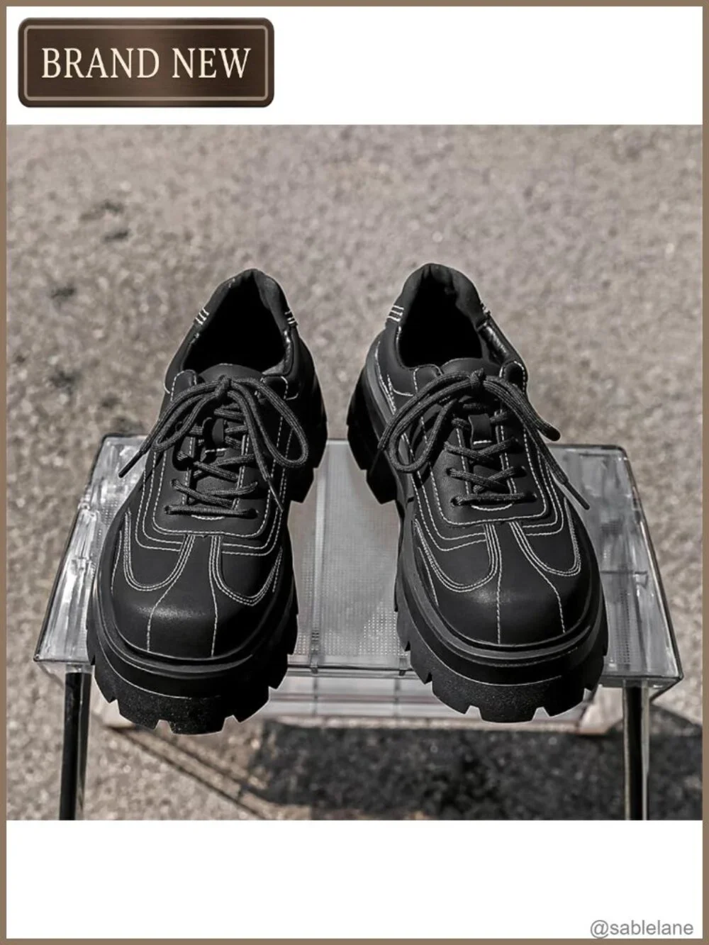 Men's Platform Chunky Fashion Sneakers Leather Oxfords Derby Shoes Height